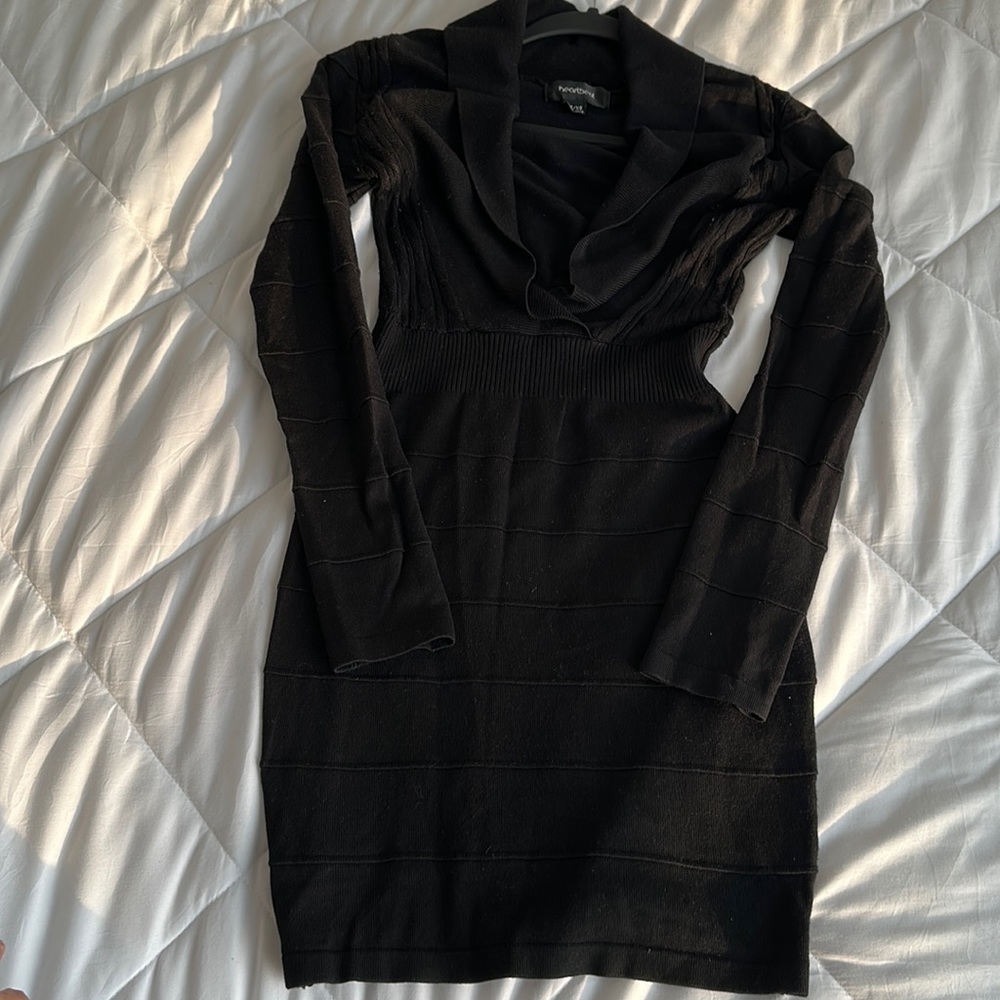 Mini black sweater dress c neck